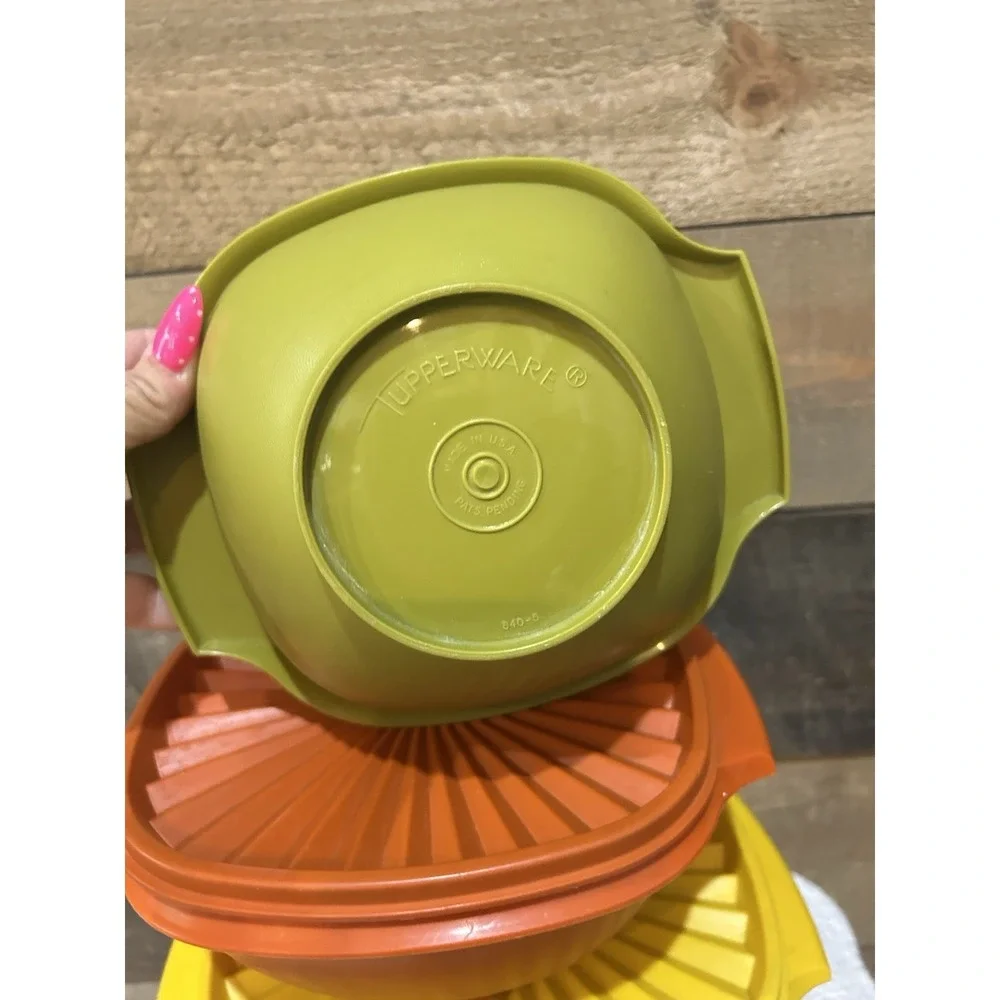 VTG Tupperware Servalier‎ Bowl SET Harvest Yellow Burnt Orange Green